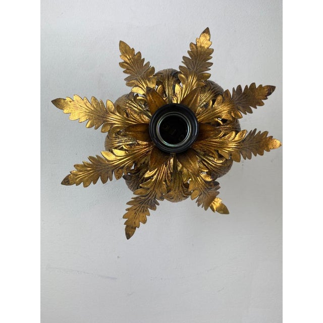 Small Mid-Century Modern Italian Gilt Metal Flush Mount by Biasca, 1960 For Sale - Image 4 of 13