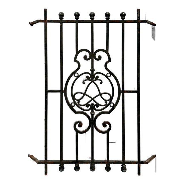 Antique Wrought Iron Window Grille For Sale