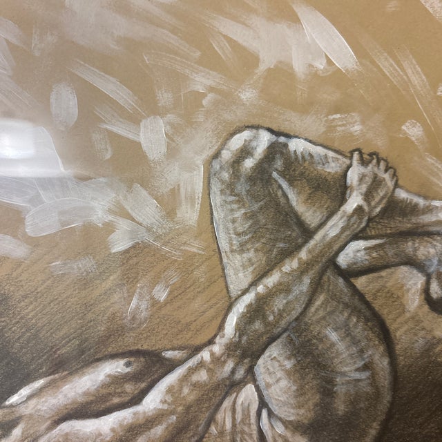 Gold Vintage Paul Cadmus Mixed Media Charcoal and Paint in Gilt Frame For Sale - Image 8 of 9