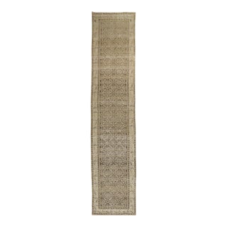 Antique Zabihi Collection Rustic Brown Malayer Runner - 3'1" x 15'2" For Sale