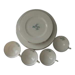 Vintage 1950s Syracuse China Lyric Pattern Dinner/Salad/Cups Set- 12 Pieces