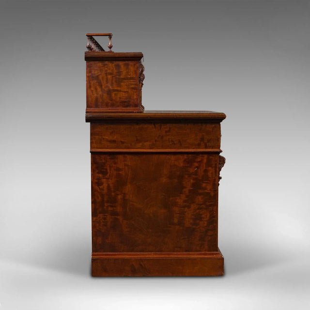 Victorian 1860s Grand Antique Victorian English Satinwood Executive Desk For Sale - Image 3 of 13
