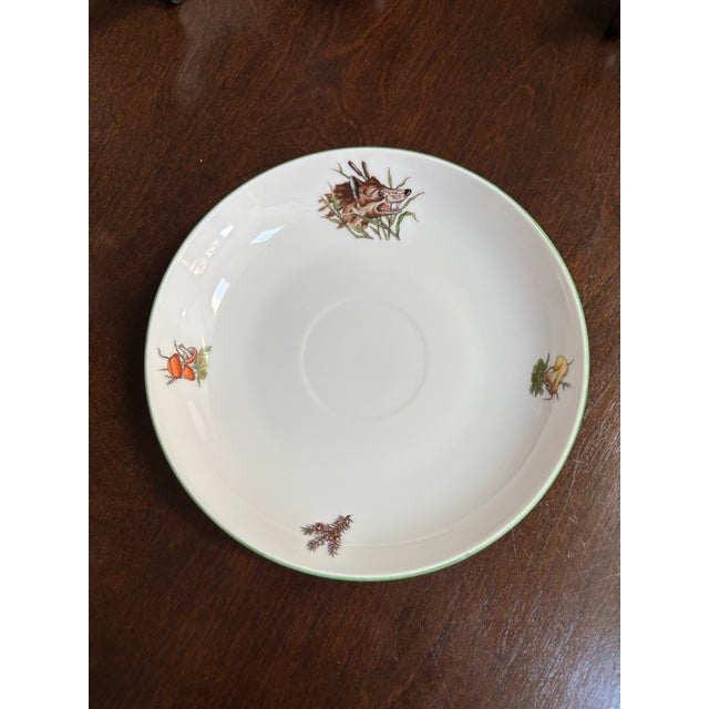 Herend 1940s Rare 3 Pcs. Herend Forest Wolf Hot Chocolate Lidded Strawberry Cup 7”x3” W/5.5”Saucer-6 Oz. For Sale - Image 4 of 12