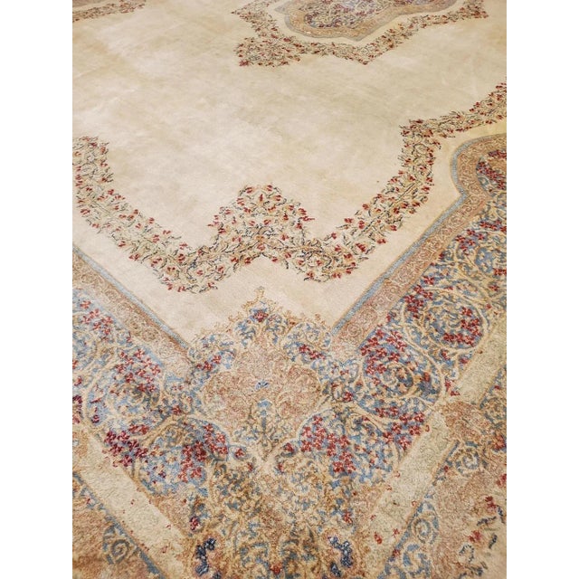 1950s Handmade Kerman Rug 12'11" X 21'01" For Sale - Image 4 of 6