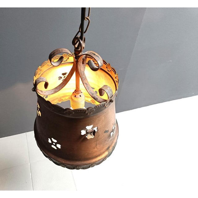 1970s Brutalist Copper Pendant Light, 1970s For Sale - Image 5 of 11