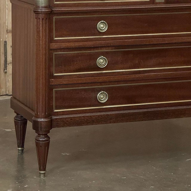 Wood French Louis XVI Mahogany Commode With Carrara Marble Top For Sale - Image 7 of 17