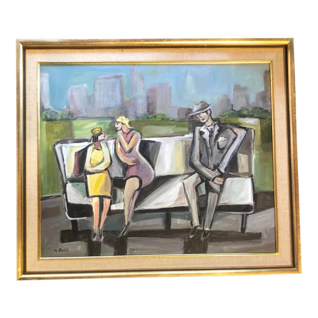 Original Contemporary Stewart Ross Modernist Abstract Painting “ Gossip” Series Frame For Sale