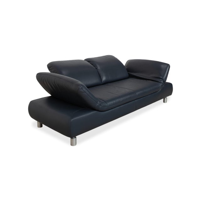 Blue Leather Rivoli Two-Seater Sofa with Manual Function from Koinor For Sale - Image 6 of 18