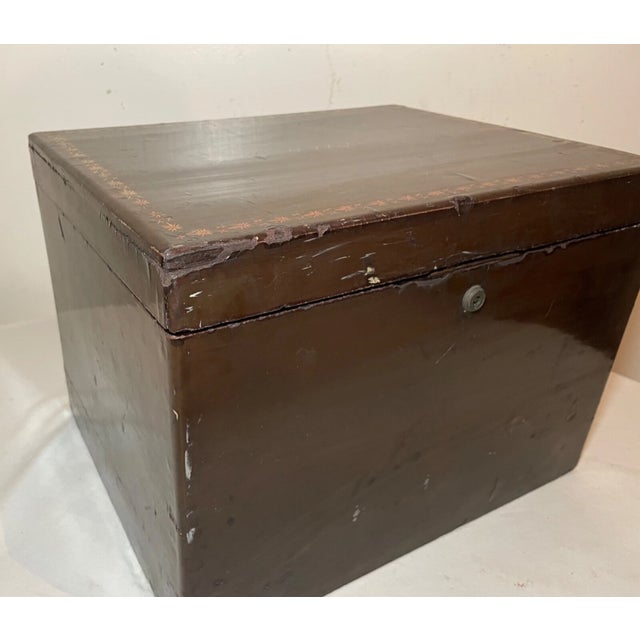 Large Antique 1800's Handmade J Bramah London Lacquered Wood Pewter Humidor Box For Sale - Image 17 of 17