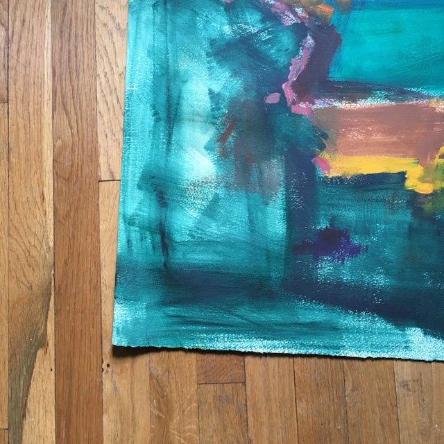 Abstract Expressionist Painting on Paper For Sale - Image 4 of 8