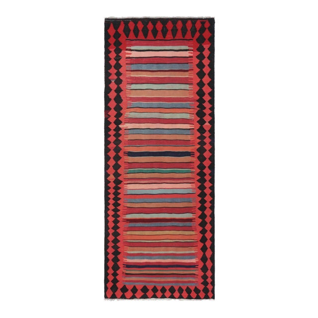 Vintage Shahsavan Persian Kilim Runner Rug, Polychromatic Stripes - Rug & Kilim For Sale