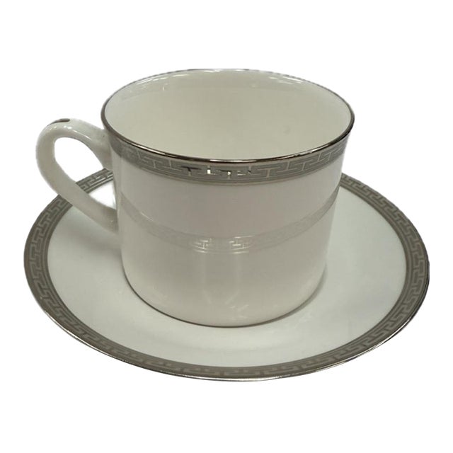 Corinth Platinum Teacup and Saucer by Royal Worcester For Sale