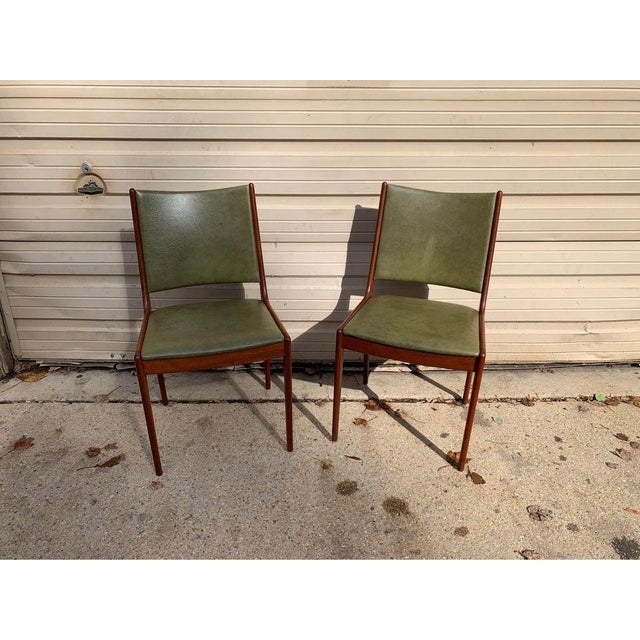 Mid 20th Century Pair of Mid Century Green Vinyl Side Chairs For Sale - Image 5 of 11