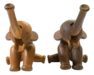Kay Bojesen Pair of Carved and Articulated Oak Elephants, From Denmark