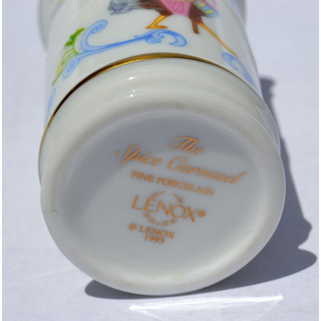 1993 Lenox Carousel Celery Salt Spice Fine Bone Ceramic Porcelain Jar Gold Trim Collectible For Sale - Image 13 of 14