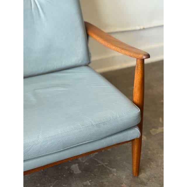 1950's Attributed to Milo Baughman for James Inc. Leather Recliner and Ottoman For Sale - Image 9 of 13