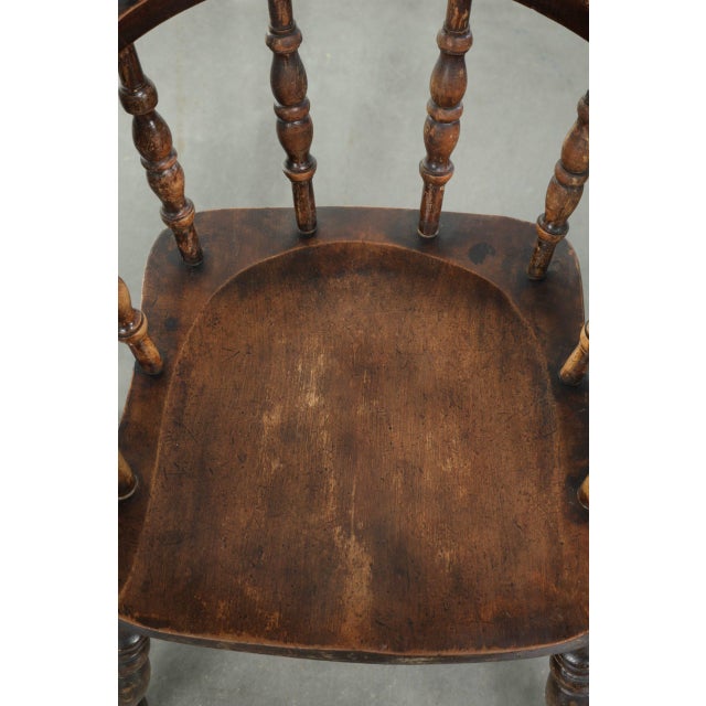 Brown Antique English Wooden Captain Chairs, Late 19th Century, Set of 4 For Sale - Image 8 of 18