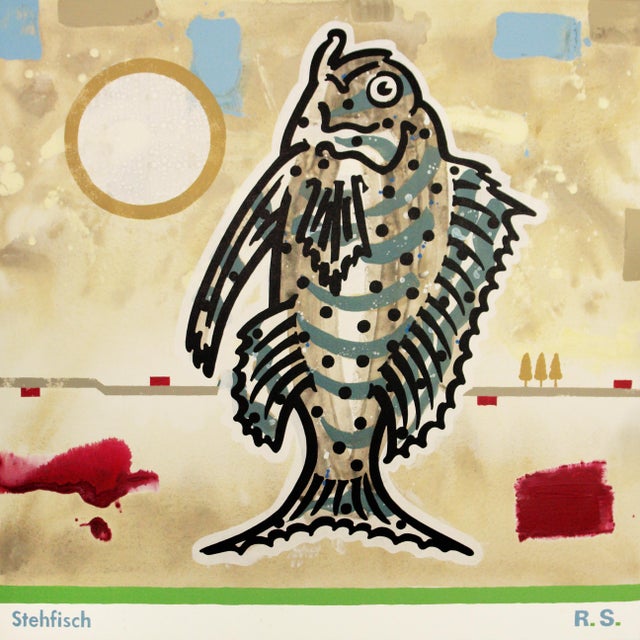 A fish as a symbol of the soul, in the desert. in his work, ralf schmidt combines elements of illustration, graphic...