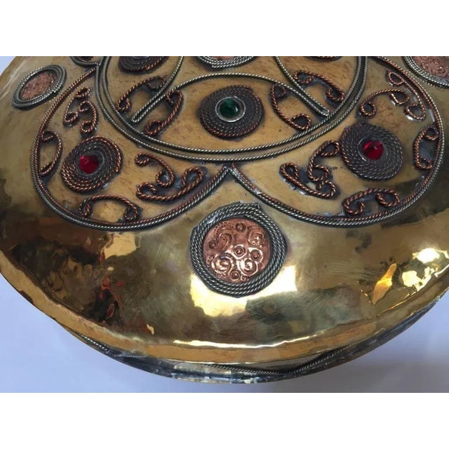 Mid 20th Century Moroccan Antique Large Tribal Drinking Flask in Polished Brass For Sale - Image 5 of 13