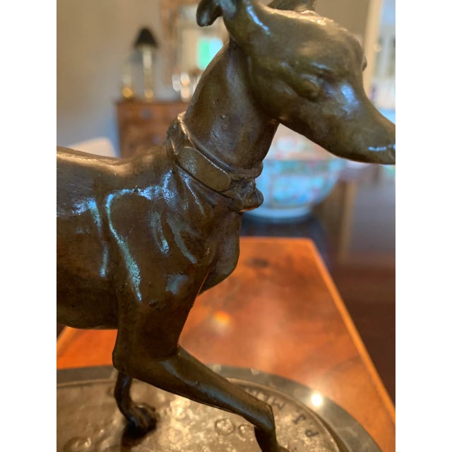 Bronze Signed P. J. Mene Bronze Statue of Whippet For Sale - Image 8 of 13