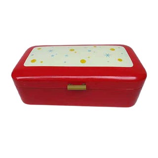 Enamelled Red Bread Box, 1940s For Sale