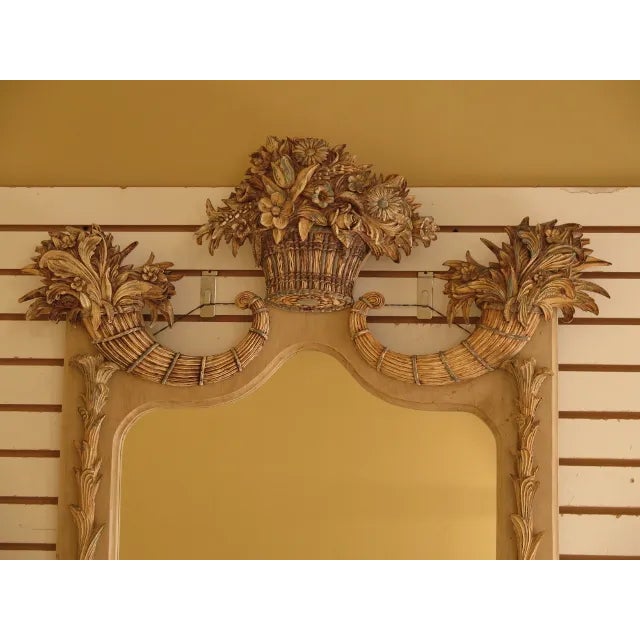 Neoclassical Paint Decorated Cornucopia & Basket Framed Mirror For Sale - Image 4 of 13