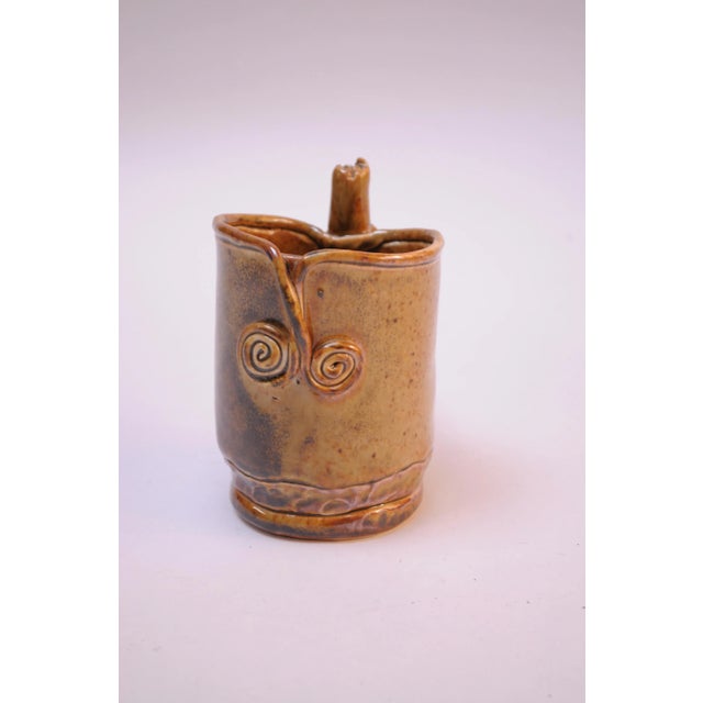 Vintage (circa 1970s) studio ceramic "owl" mug with a sculptural, applied handle. Excellent, vintage condition. H: 4.75" x...