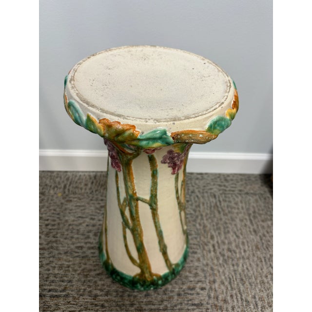 Ceramic Majolica Art Nouveau Jardiniere & Pedestal For Sale - Image 7 of 9