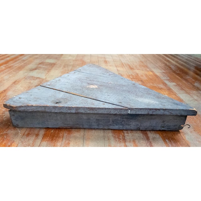 Wood 19th Century Rustic Primitive Blue Painted Sculptural Triangular War Decoration For Sale - Image 7 of 9
