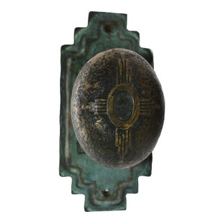 1970s Southwestern Cast Bronze Doorknob Set For Sale