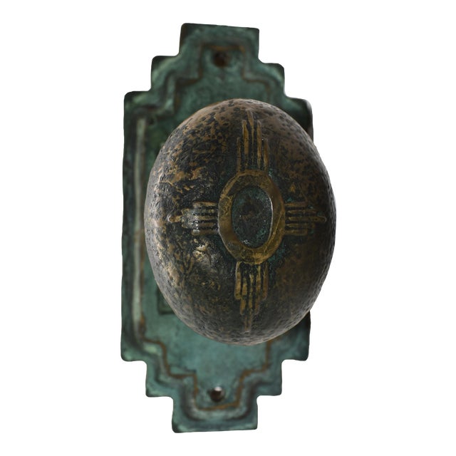 1970s Southwestern Cast Bronze Doorknob Set For Sale