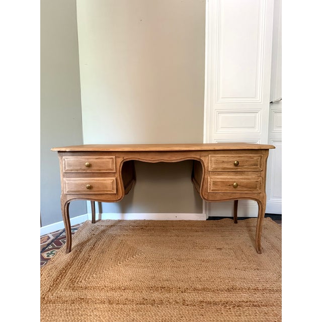 Louis XV Country Chic Oak Ministers Desk, 1970s For Sale - Image 16 of 18