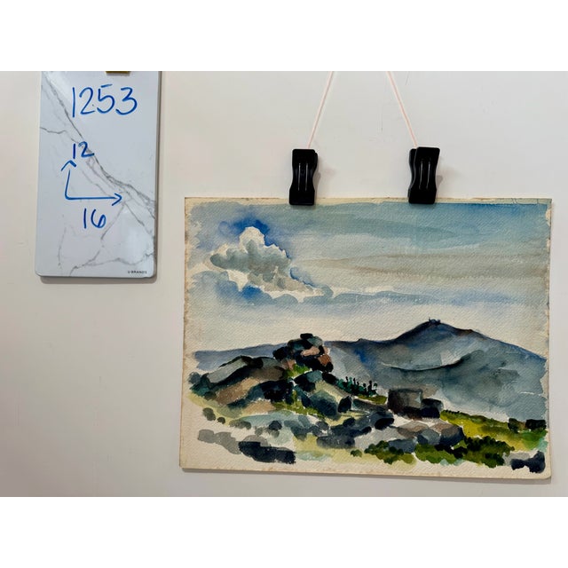 Henry Emil Salloch Original Watercolor on Paper Rolling Hills and Distant Ridge. For Sale In Atlanta - Image 6 of 6