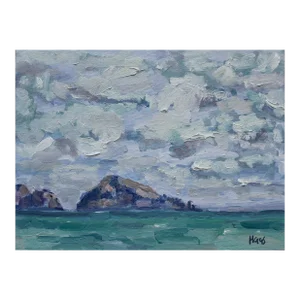 Clouds Over Turtle Island, Impressionist Oil Painting Plein Air