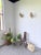 Pair of rattan wall sconces with original ivory fabric shades by louis sognot. reminiscent of the style of french designer...