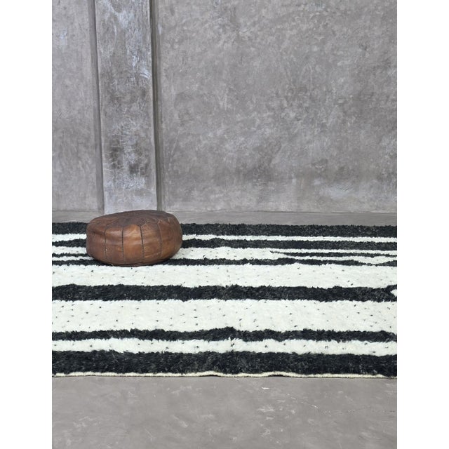 Ivory Black and Ivory Moroccan Rug - 9.3 X 7.2 Ft For Sale - Image 8 of 9