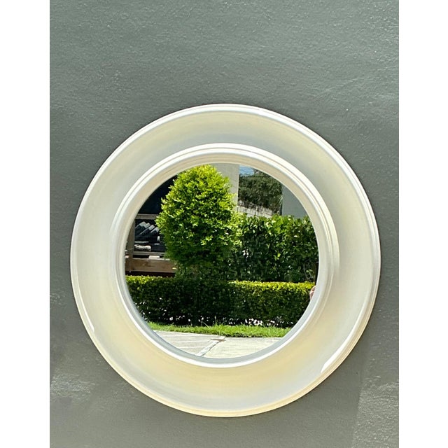 Vintage Round White Wall Mirror For Sale - Image 9 of 15