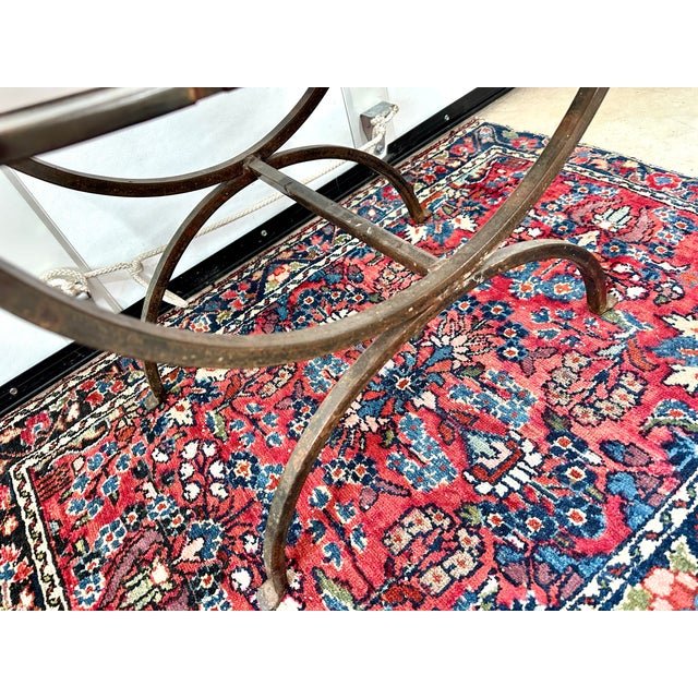 Mid 20th Century Vintage French Wrought Iron Curule Stool For Sale - Image 5 of 6
