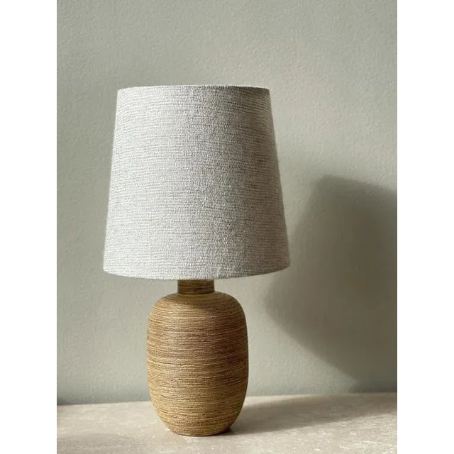 Upsala-Ekeby Ceramic Table Lamp by Greta Runeborg. 1930s. Upsala-Ekeby Art Deco Stoneware Table Lamp. Sand Colored,...