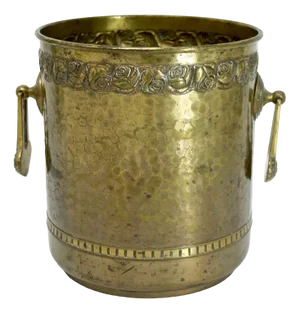 Art Nouveau Flowers Pot in Brass with Rose Motifs