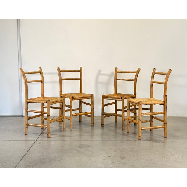 Folding Bamboo Table and Chairs, 1970s, Set of 5 For Sale - Image 4 of 18