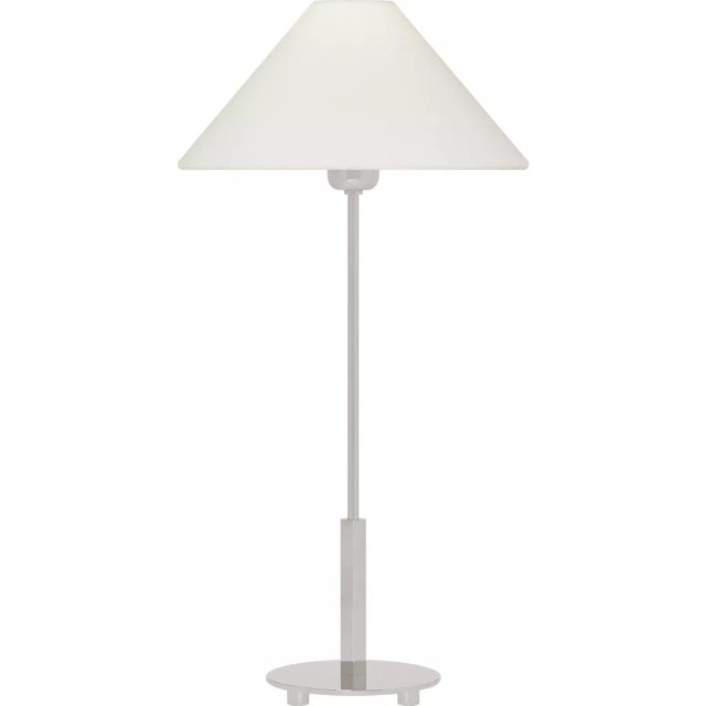 Modern J. Randall Powers by Visual Comfort Signature Hackney 24" Cordless Buffet Lamp in Polished Nickel with Linen Shade For Sale - Image 3 of 3