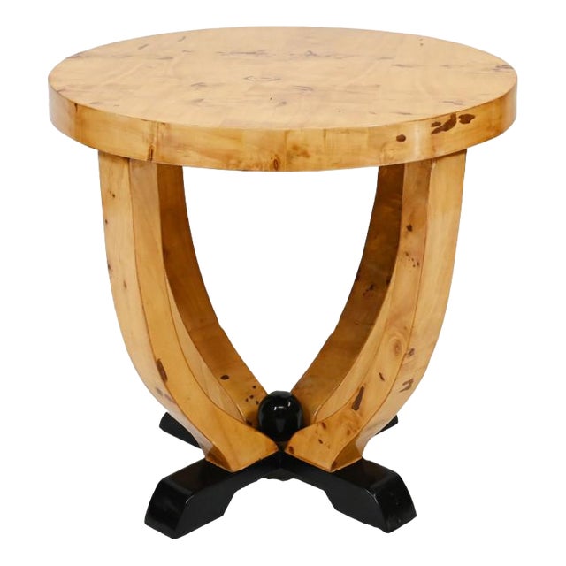 Art Deco Side Table in Satin Birch For Sale