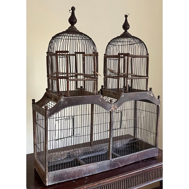 Large Antique Early 20th Century French Wood and Wire Turreted Bird Cage For Sale In New York - Image 6 of 18