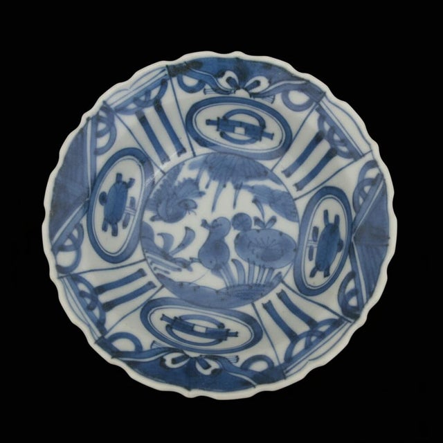 Antique Chinese Kraak Blue Porcelain Crow Bird Wanli Style Cup Bowl For Sale - Image 10 of 11