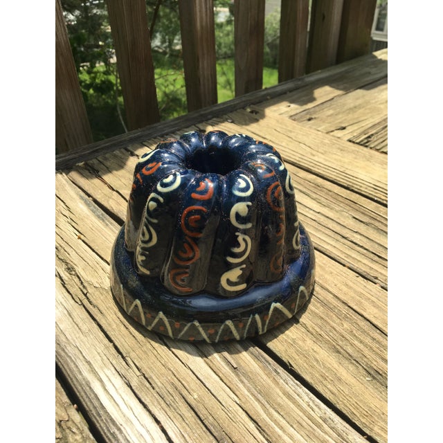 French Blue Earthenware Cake Pudding Ceramic Mold, 20th Century For Sale In Washington DC - Image 6 of 6