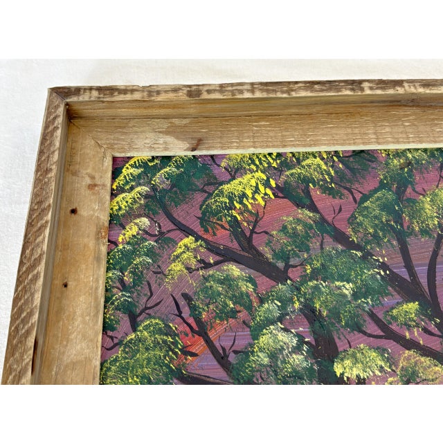 Textile Original Signed and Framed Primitive Outsider Art Acrylic on Canvas by Ernie Faragoi (Florida, Present Day) For Sale - Image 7 of 12