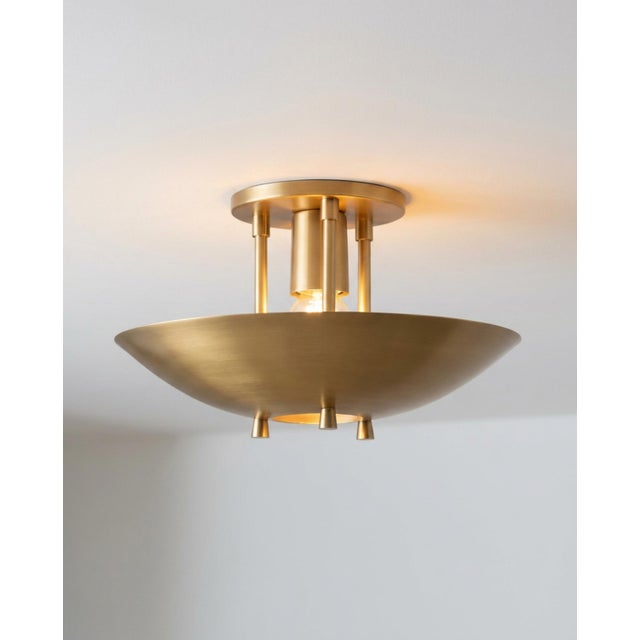 Brass Handmade Mid-Century Modern Brass Flush Mount Ceiling Light Art Deco Organic Design Lighting for Entryway, Bedroom, Dining For Sale - Image 8 of 16