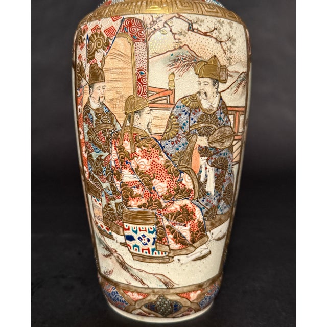 Late 20th Century Late 20th Century Pair Of Japanese Meiji Period Satsuma Vases For Sale - Image 5 of 8