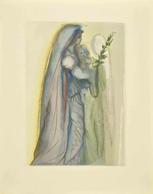 Salvador Dali, Beatrice and Rachele, Woodcut, 1963